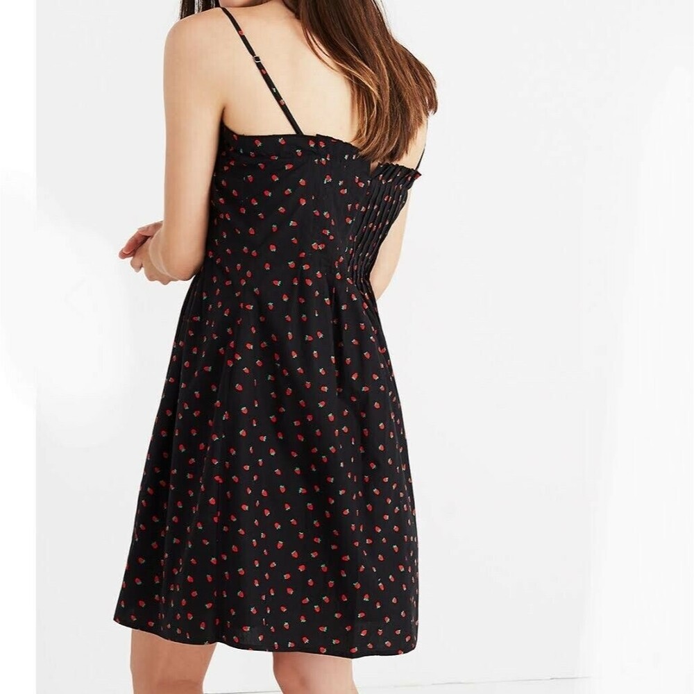 Madewell Pintuck Cami Dress Fresh Strawberries Sundress Black Red Cotton Women 0 - Picture 2 of 11